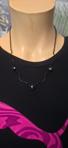 Kette schwarz rosen strass - schwarz,