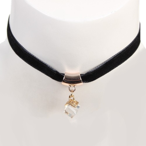Gothic samthalsband strass - gothic,