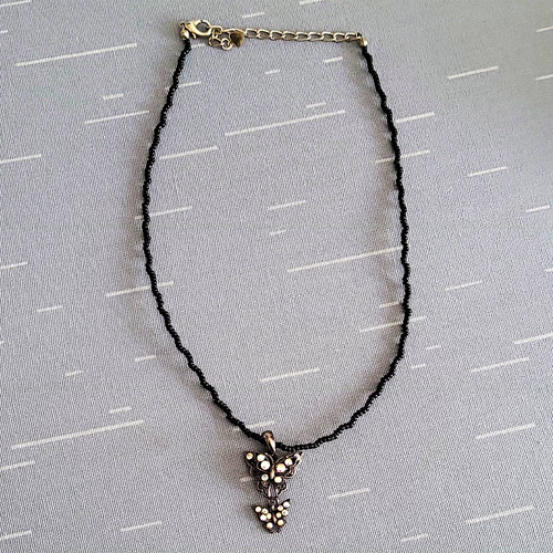 Schwarze perlenkette halskette - perlenkette,