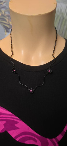 Kette schwarz rosen - schwarz, strass