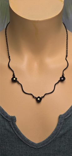 Schwarze vintage halskette - schwarze, mit