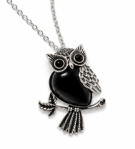 Eule strass naturstein schwarz - strass,