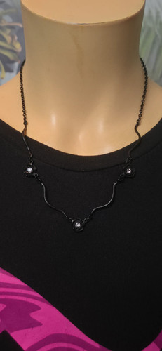 Kette schwarz rosen - schwarz, strass
