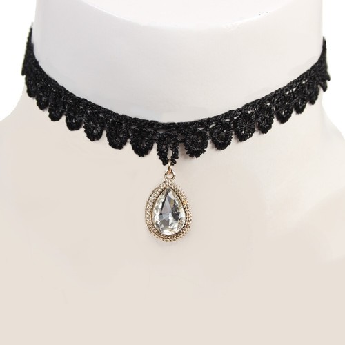 Gothic samthalsband strass - gothic,