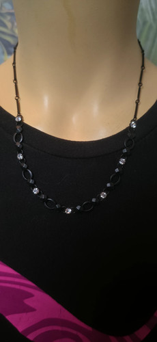 Kette schwarz strass damen - schwarz,