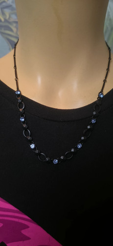 Kette schwarz strass damen - kette,