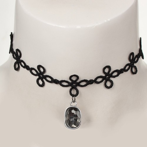 Gothic samthalsband strass - gothic,