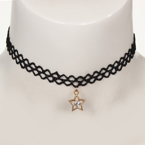 Gothic samthalsband strass - gothic,