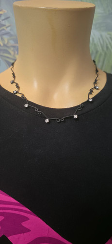 Kette schwarz strass damen - kette,
