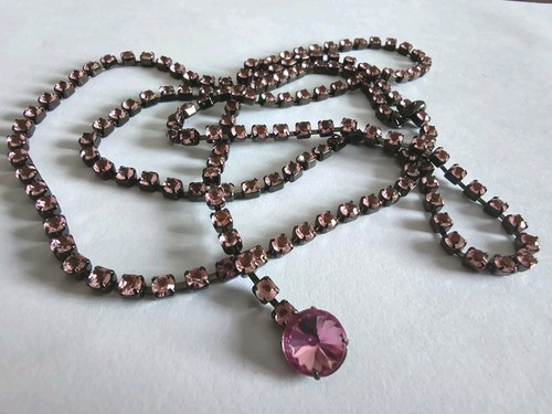 Vintage halskette strass - vintage, strass-rosa