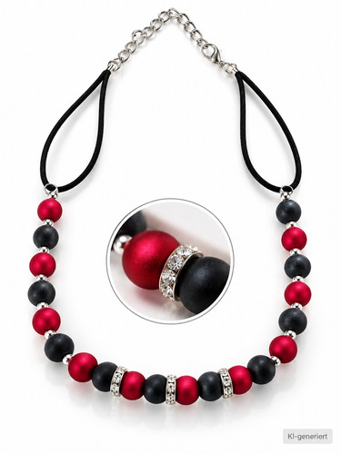 Halskette damen rot schwarz - halskette,